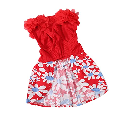 Qcwwy Leichte und Bequeme Sommerkleidung für Hunde mit Blumendekor, Hundekleid für Schlafende Chihuahuas und Französische Bulldoggen (L) von Qcwwy