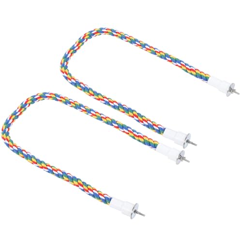 Qcwwy Papageien-Spiralseil-Sitzstangen, Buntes Kauspielzeug, Schaukeln, Ständer für Vogelkäfig-Aktivitäten (60CM) von Qcwwy