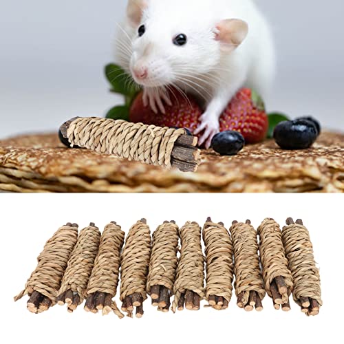 Qcwwy 10PCS Bunny Chew Stick Rabbit Toy, Pet Snacks Kauspielzeug Zähneknirschen Lindert Langeweile Natürliche Seegras-Backenstäbchen für Kaninchen Hamster von Qcwwy