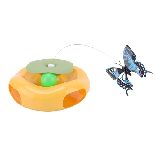 Qcwwy 3 in 1 Interaktives Katzenspielzeug für Innenkatzen, Automatisches Rotierendes Katzenspielzeug mit Flatternndem Schmetterling, Trackbällchen und Hinterhaltfedern, Qcwwy 3 in 1 Interaktives Katzenspielzeug für Innenkatzen, Automatisches Rotierendes Katzenspielzeug mit Flatternndem Schmetterling, Trackbällchen und Hinterhaltfedern, von Qcwwy