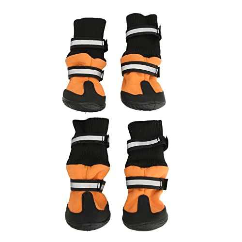 4 Stück Hundestiefel, Pfotenschutzschuhe Verhindern Rutschschutz Welpenschuhe rutschfeste Sohle Wasserdichter Hundeschuh Hundeschuhe für Große Hunde (XL) von Qcwwy