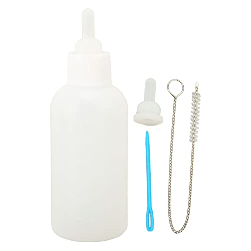 Qcwwy 60 Ml Babyflasche für Kaninchen, Kätzchen, Welpen, Waschbare, Wiederverwendbare Stillflasche mit Bürste und Ersatz-Silikonnippel, Tiere, Baby-Futter für Eichhörnchen von Qcwwy