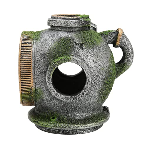 Qcwwy Aquarium Helm Ornament, Haus Harz Vintage Fisch Dekoration Aquarium Versunkene U-Boot Helm Dekorationen Simulation Giftfreies Versteck für Süßwasser Salzwasser Qcwwy Aquarium Helm Ornament, Haus Harz Vintage Fisch Dekoration Aquarium Versunkene U-Boot Helm Dekorationen Simulation Giftfreies Versteck für Süßwasser Salzwasser von Qcwwy