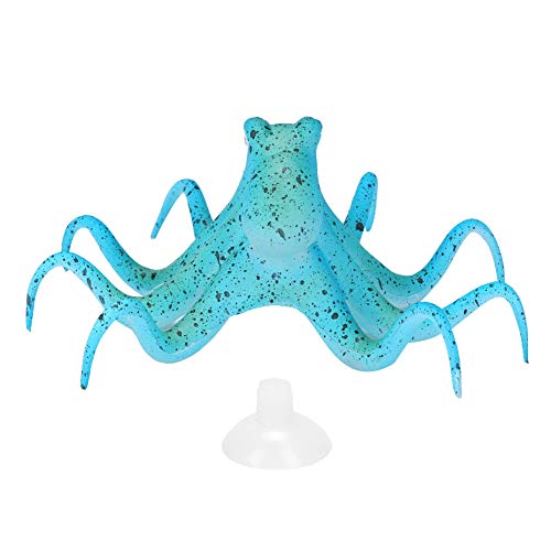 Qcwwy Aquarium-Kraken-Dekoration, Künstliche Fluoreszierende Silikon-Simulations-Krake mit Saugnapf-Aquarium-Tier-Dekoration (Blau) von Qcwwy
