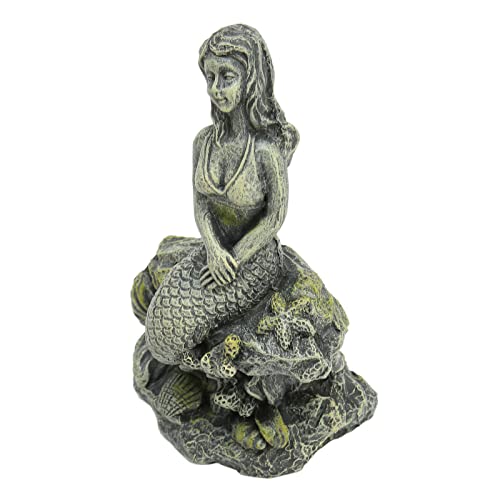 Qcwwy Aquarium-Meerjungfrau-Statue, Aquarium-Meerjungfrau-Statue, Kunstharz, Meerjungfrau-Figur, Skulptur, Liebeskummer, Meerjungfrau, die auf Dem Meeresboden Sitzt, Statue, Schöne von Qcwwy