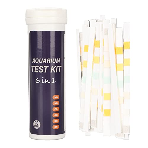 Qcwwy Aquarium-Teststreifen, 30-teiliges Aquarium-Teststreifen-Kit für Süßwasser-Salzwasser-Aquarienteich-Teststreifen Zum Testen des PH-Werts von Nitrit, Nitrat, Chlorkarbonat von Qcwwy
