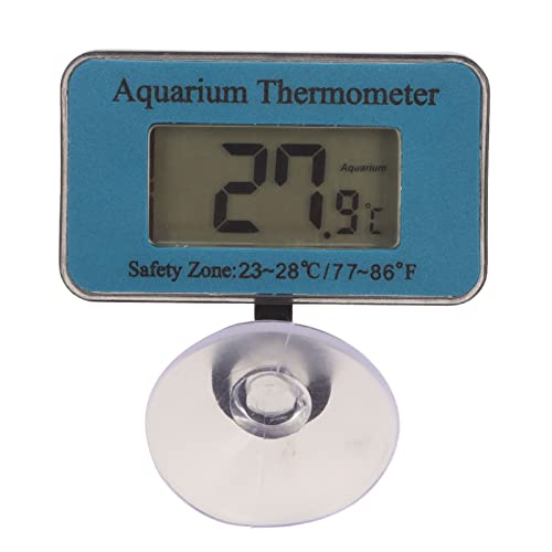 Qcwwy Aquarium-Thermometer, Wasserdichtes, Kabelloses, Digitales Aquarium-Thermometer mit Großem LCD-Display und Saugnapf-Temperatursensor für Terrarien, Amphibien und Reptilien von Qcwwy