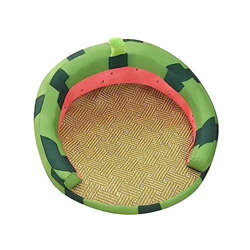 Qcwwy Atmungsaktive Katzenmatte, Bequemer Praktischer Sofa-Stil, Handgewebter Rattankorb für Hunde, Katzen, Multifunktionales Design (S Wassermelone) von Qcwwy