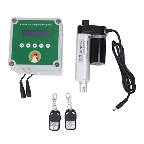 Automatischer Hühnerstall-Türöffner-Satz, LCD-Display, Elektrischer Geflügelstall-Türmotor-Satz mit Fernbedienung für den Bauernhof (EU-Stecker) von Qcwwy