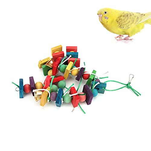 Blocks Bird Reißing Toys, Hängende Holzklötze Spielzeug Sittich Blöcke Spielzeug Bunte Naturholzklötze Spielzeug Holz Vogel Kauspielzeug für Vögel(String-Typ, Blau) von Qcwwy