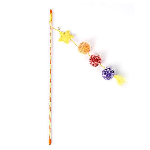 Qcwwy Filz-Stern-Feder-Teaser-Stick, Bunt, Weicher Haarball, Stern-Katzen-Teaser-Stick für Zuhause (Gelb) von Qcwwy
