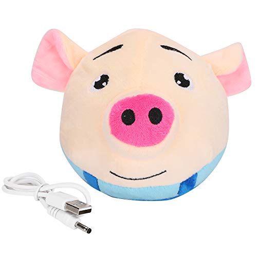 Qcwwy Haustier-Hüpfball, USB, Interaktiver Haustier-Sprungball, Spielzeug, Kleidung, Waschbar, Cartoon-Schwein, Elektrischer Haustier-Soundball für das Spielen von (springendes Schwein von Qcwwy