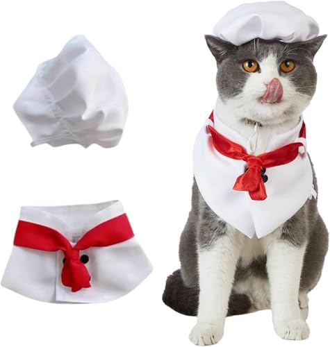 Qcwwy Haustier-Koch-Kostüm, Haustier-Koch-Outfit, Tier-Koch-Kleidung, Hund, Katze, Kulinarisches Kostüm, Haustier-Feinschmecker-Ensemble, Haustier-Koch-Uniform, Niedlich, Stilvoll, (M) von Qcwwy