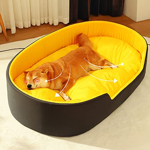 Qcwwy Haustier-Nestbett, Bequemes Haustier-Schlafbett mit Doppelseitigem Polster, Haustierbett für Welpen und Kätzchen, Feste, Atmungsaktive, Weiche Couch für Hunde und Katzen zu Jeder (Schwarz Gelb) Qcwwy Haustier-Nestbett, Bequemes Haustier-Schlafbett mit Doppelseitigem Polster, Haustierbett für Welpen und Kätzchen, Feste, Atmungsaktive, Weiche Couch für Hunde und Katzen zu Jeder (Schwarz Gelb) von Qcwwy