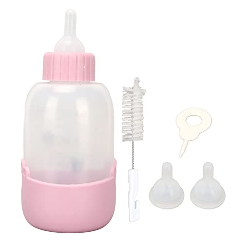 Qcwwy Haustier-Stillflasche, 100 Ml, Simulierte Mini-Silikon-Nippel-Flasche, Neugeborene, Haustier-Stillflaschen-Kits für Neugeborene Kätzchen, Welpen, Kleintiere von Qcwwy