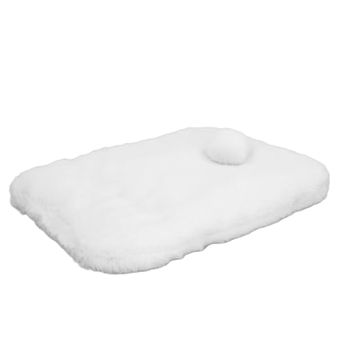 Qcwwy Haustierhütten-Pads, 2 Stück, Weiche Ersatzmatten für Reiseboxen, Sehr Saugfähige Einlagen Zum Schlafen, Reisen, Waschbare Matte mit Niedlichem Hasenschwanz, Künstlicher (White) von Qcwwy