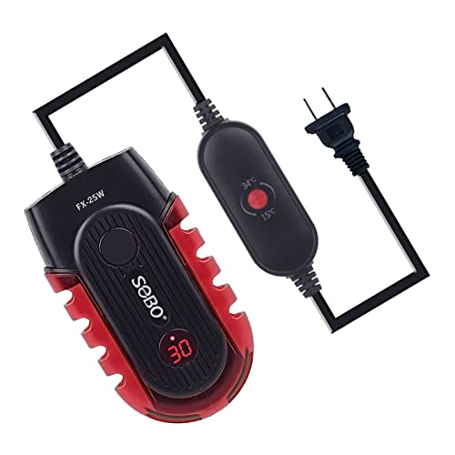 Qcwwy Heizstab-Temperaturregelgerät, Brennende Digitalanzeige, Aquarium-Thermostat-Heizung für Fischschildkrötenbecken, Aquarium-Heizung, Schnelle Erwärmung, Verhindert Austrocknung (FX-25W) von Qcwwy