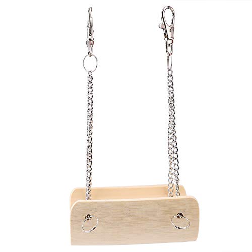 Qcwwy Holzschaukel für Kleintiere, Hamsterkäfig, Lustiges Hängespielzeug für Haustiere mit Haken, Praktisch Zum Klettern und Spielen von Qcwwy