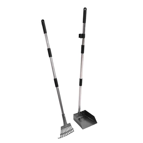 Qcwwy Hühnchenkot Rake Scooper Kit Metal Chicken Poop Scooper Kit 2 in 1 Ergonomischem Design Einstellbarer Griff Abtrennbar Edelstahl Poop Schaufel Multifunktionaler Abfall Sifting von Qcwwy