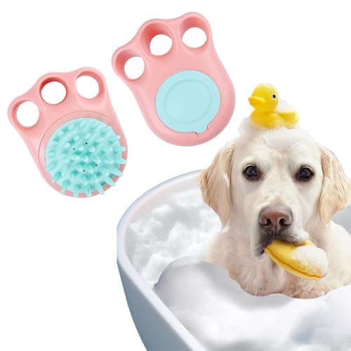 Qcwwy Hunde-Badebürste, Hunde-Badebürste, Schrubber, Weiches Silikon, Haustier-Dusche, Fellpflege, Shampoo, Massagespender, Fellpflege-Duschbürste Zum Waschen von Kurzen, Langhaarigen von Qcwwy