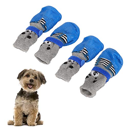 Qcwwy Hunde Kleidung, Schuhe Lieferung mit Haken Schleife Blau 4 Stück Haustier Hund Indoor Anti-Schmutz Niedlich Bequem (L) von Qcwwy