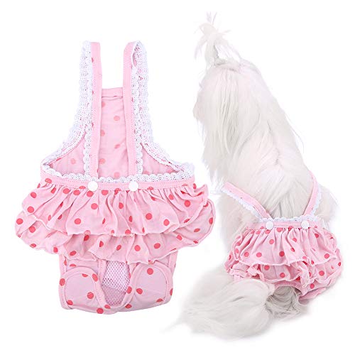 Qcwwy Hundebekleidung, Hosenträger für Hunde, Welpen, Baumwolle, Atmungsaktiv, Süße Punkte, Menstruationshygiene (Rosa) von Qcwwy