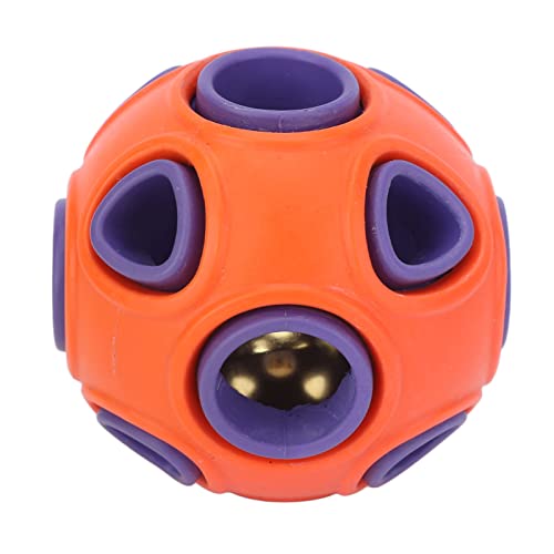 Qcwwy Hundefutter-Spielzeugball, Interaktives Hundespielzeug mit Ringglocke, Quietschspielzeug, Gummi-Hüpfball, IQ-Futterball, Futterspender, Bissfestes Kauspielzeug von Qcwwy