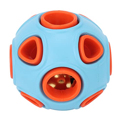 Qcwwy Hundefutter-Spielzeugball, Interaktives Hundespielzeug mit Ringglocke, Quietschspielzeug, Gummi-Hüpfball, IQ-Futterball, Futterspender, Bissfestes Kauspielzeug von Qcwwy