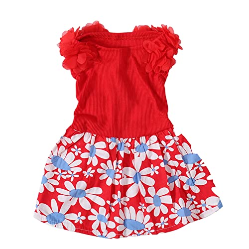 Qcwwy Hundekleid, Blumentyp, Haustier-Sommerkleid, Süßer Haustier-Hunderock, Weich zu Tragen, Hunde-Hochzeitskleid für Hunde, Katzen, Hochzeit, Valentinstag, Tägliches Tragen (S) von Qcwwy