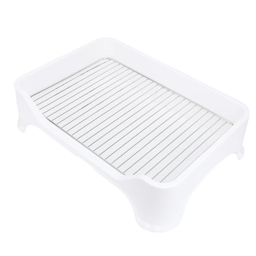 Qcwwy Hundetoilette mit Edelstahlnetz, Robuster Baustier Töpfchentrainer für den Gebrauch Im Innenbereich Im Freien mit Müllschaufel Hundesteilschachtel für Kleine Mittelgroße Haustier (White) von Qcwwy