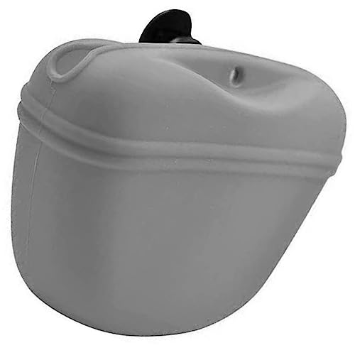 Qcwwy Hundetrainings-Hüfttasche, Silikon-Hundegürteltasche, Trainer-Leckerli-Tasche mit Integriertem Kotbeutelspender, Trainingsgeräte für das Training, Reisen, Spazierengehen (Grau) von Qcwwy