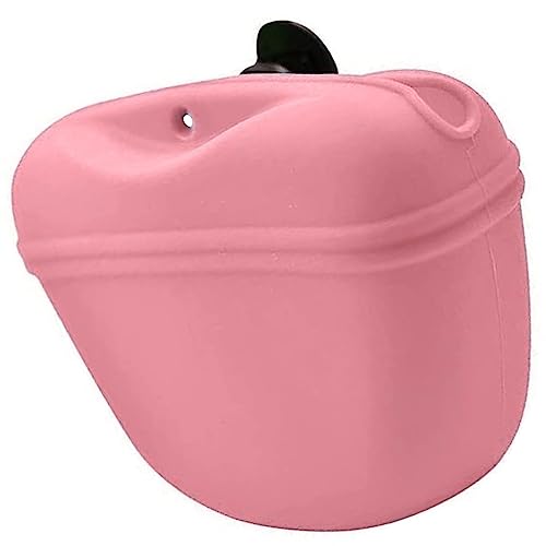 Qcwwy Hundetrainings-Hüfttasche, Silikon-Hundegürteltasche, Trainer-Leckerli-Tasche mit Integriertem Kotbeutelspender, Trainingsgeräte für das Training, Reisen, Spazierengehen (Rosa) von Qcwwy