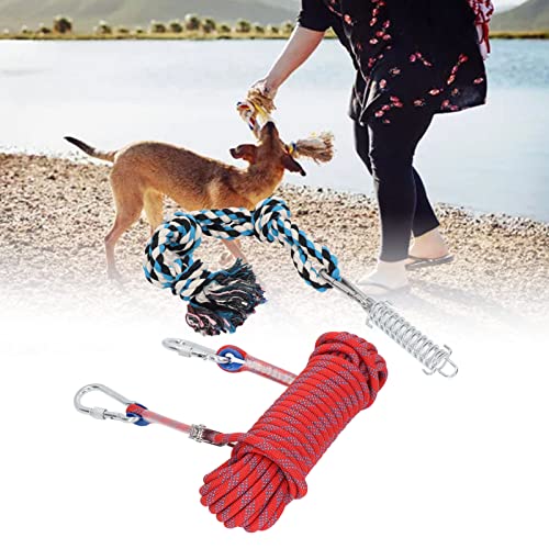 Qcwwy Interactive Safe Muscle Builder Dog Tug Rope Toy, Starkes Hundeseil-Spielzeug, Hunde-Bungee-Seil mit einem großen Federstangen-Kit für sichere Outdoor-Übungen Rot von Qcwwy