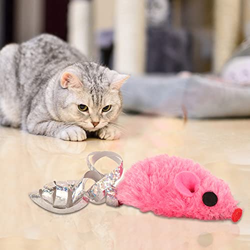 Qcwwy Interaktives Spielzeug zum Kauen mit dem Sound, niedliche Ratte, interaktives Spielzeug für Indoor-Katzen und Kätzchen, 5 Stück, Maus-Shpae-Plüschkatze für Indoor-Katzen und Kätzchen von Qcwwy