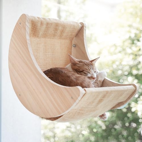 Qcwwy Kabelloser Katzenfenstersitz, Fensterhängematte für Katzen mit Starken Saugnäpfen, Kiefernholz, Sicher, Bequem, Fenster Montierter Katzensitz Qcwwy Kabelloser Katzenfenstersitz, Fensterhängematte für Katzen mit Starken Saugnäpfen, Kiefernholz, Sicher, Bequem, Fenster Montierter Katzensitz von Qcwwy