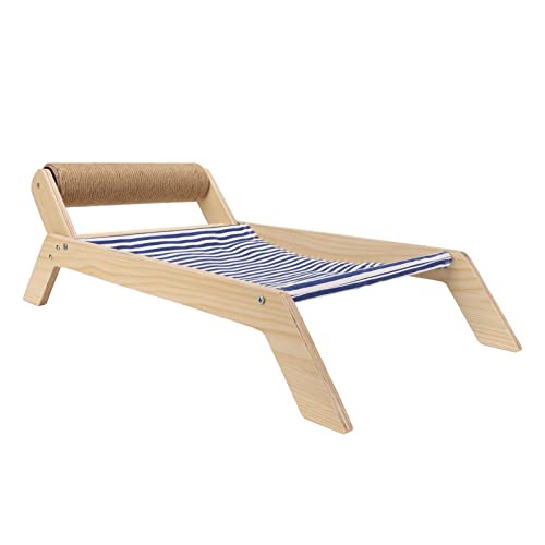 Qcwwy Katzen-HäNgematte, Katzenschaukel aus Holz, Anti-Shake-Katzen-HäNgematte, Einfache Installation, Weicher Katzenkratzer, Sofa, Ruhesitz FüR Alle Jahreszeiten (Strand-Sisal-Rollbett) von Qcwwy