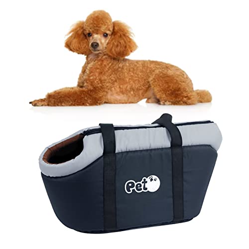 Qcwwy Katzen-Tragetasche, Tragbare One-Shoulder-Oxford-Stoff-Haustier-, Katzen-Tragetasche mit Schultergurt für Outdoor-Reisen, Kleine Hunde, Welpen, Katzen (Schwarz) von Qcwwy