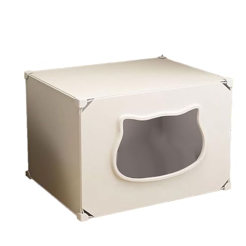 Qcwwy Katzenbetten, Möbel, Katzenhaus mit Abnehmbarem, Waschbarem Bett, Ideal für Kätzchen, Vier Jahreszeiten, Halb Geschlossen (Wolkenweiß) von Qcwwy