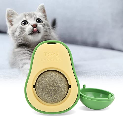 Qcwwy Katzenminze-Wandballspielzeug mit Avocado-Form, Zähneknirschen, Reinigen, Kätzchenspielzeug, Drehbares Kätzchenbeißleck-Kauspielzeug, Haustier-Kauspielzeug für Katzen, Zum von Qcwwy