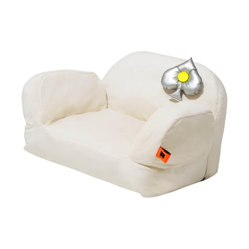 Qcwwy Katzensofa Bett Bequem Großer Raum Warmer Atmungsaktiv (Einzelsitz, Beigeweiß) von Qcwwy