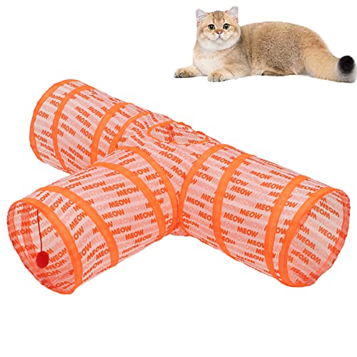 Katzentunnel, Haustier-Katzentunnelröhre 3-Wege-Katzenspielzelt Interaktives Spielzeug Faltbares Haustierröhrenspielzeug für Katzenhausbett Einfach zu Tragen von Qcwwy
