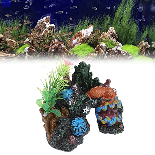 Qcwwy Korallen-Aquarium-Riff-Dekoration, Aquarium-Harz-Felsberg-Höhlen-Ornamente Betta-Fischhaus für Betta-Schlaf-Rest-Hide-Play von Qcwwy