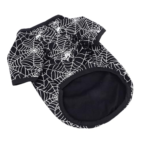 Qcwwy Lustige Halloween-Haustierkleidung mit Spinnennetz-Aufdruck für Kleine Hunde und Katzen, Niedliches, Atmungsaktives Polyester-Shirt, Einzigartiges Design, Leicht zu Reinigen von Qcwwy