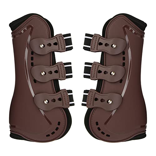 Qcwwy Open Front Gamaschen Beinschutz Wrap Pferdesportstiefel mit Stoßdämpfenden, Verstellbaren Brace Guard Gamaschen für Springreiten Wettkampfschutz 2er Set (M 0,7 Zoll) von Qcwwy