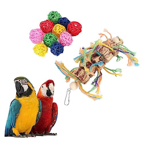 Qcwwy Papageien-Kauspielzeug, Vogelschredder-Spielzeug, Nüsse, Hanfseil, Vogel-Rattan-Bälle, Kauspielzeug, Vogelpapagei, Nahrungssuche, Hängespielzeug, Vogelspielzeug für Sittiche, von Qcwwy