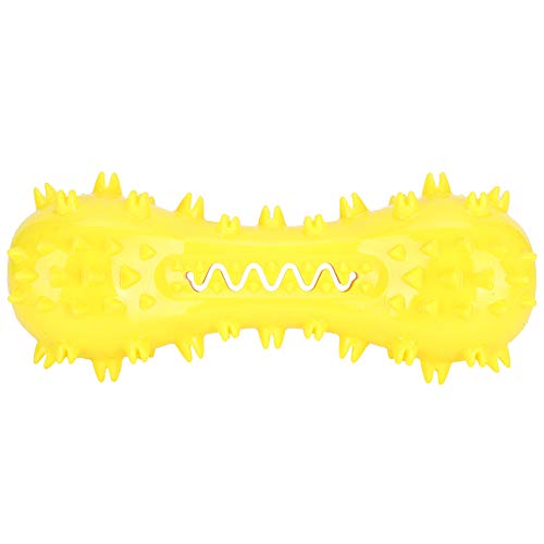Qcwwy Pet Molar Rod Dog Lama Sound Kauspielzeug für die Zahnreinigung, Langlebige Knochenform, Helle Farbe, Konkave und Konvexe Linien Hundekauspielzeug (Yellow) von Qcwwy
