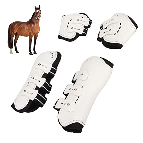 Qcwwy Pferdebeinschutz, Pferdefesselstiefel Elastische PU-Hinterbeinstiefel Schlagfest Atmungsaktiv für Pferdeschutzausrüstung (M) von Qcwwy