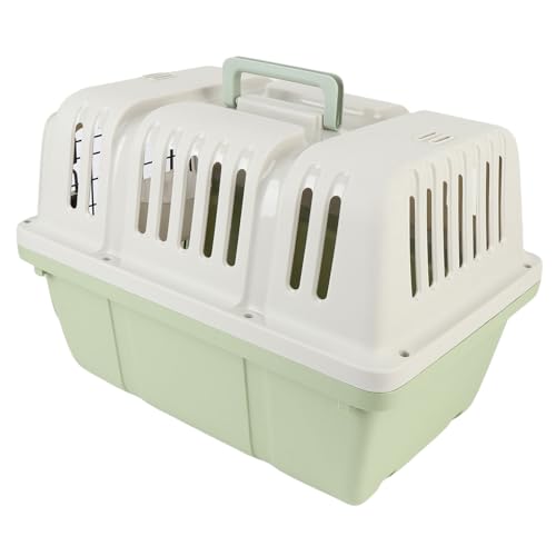 Qcwwy Plastikhund Zwinger, Geräumiger Design Katzenträger Atmungsaktives Netzluftkreislauf Plastikhundkiste Leichtes und Tragbares Reiseträger für Ausflüge und Aktivitäten (Green) von Qcwwy