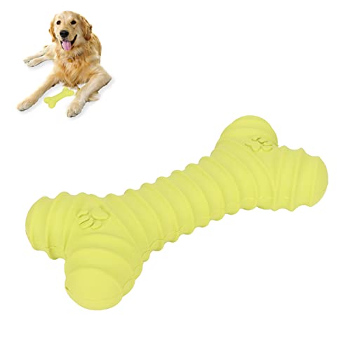 Qcwwy Quietschendes Hundespielzeug in Knochenform, Unzerstörbares Kauspielzeug für Hunde aus Naturkautschuk, Interaktives Hundespielzeug für Hunde, Quietschspielzeug für Große Hunde, (Grün) von Qcwwy