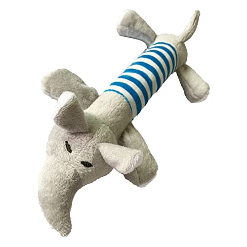 Qcwwy Quietschendes Plüsch-Hundespielzeug, Mehrzweck-Kauspielzeug für Hunde, Welpen-Beißspielzeug, Gestreiftes Design, Niedliches Hunde-Quietschspielzeug, Zahnreinigung, für das Spielen (Elefant) von Qcwwy